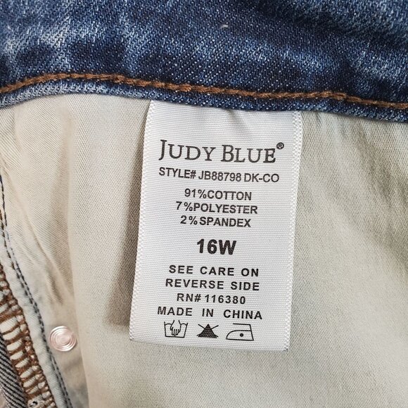 Judy Blue 16W Jeans Denim Distressed Tummy Control Skinny Fit Stretch Mid Wash - Picture 5 of 12